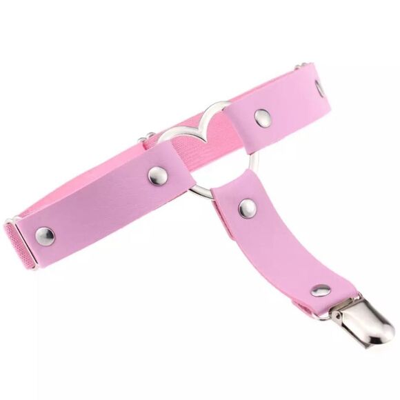 🆕Pink Leather Leg Heart Garter Belt - Picture 2 of 5